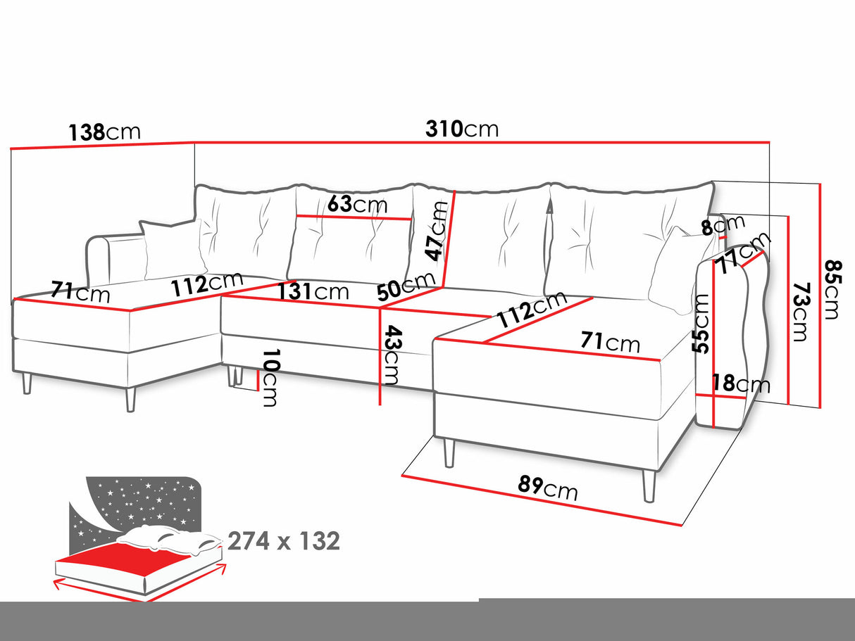 Sarokkanapé Narożnik ZAKO U, Szín: Manila 14