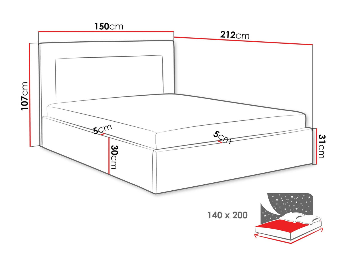 Ágy Łóżko tapicerowane DREAM, Szín: Coral 45, Alvó felület mérete: 140 x 200 cm