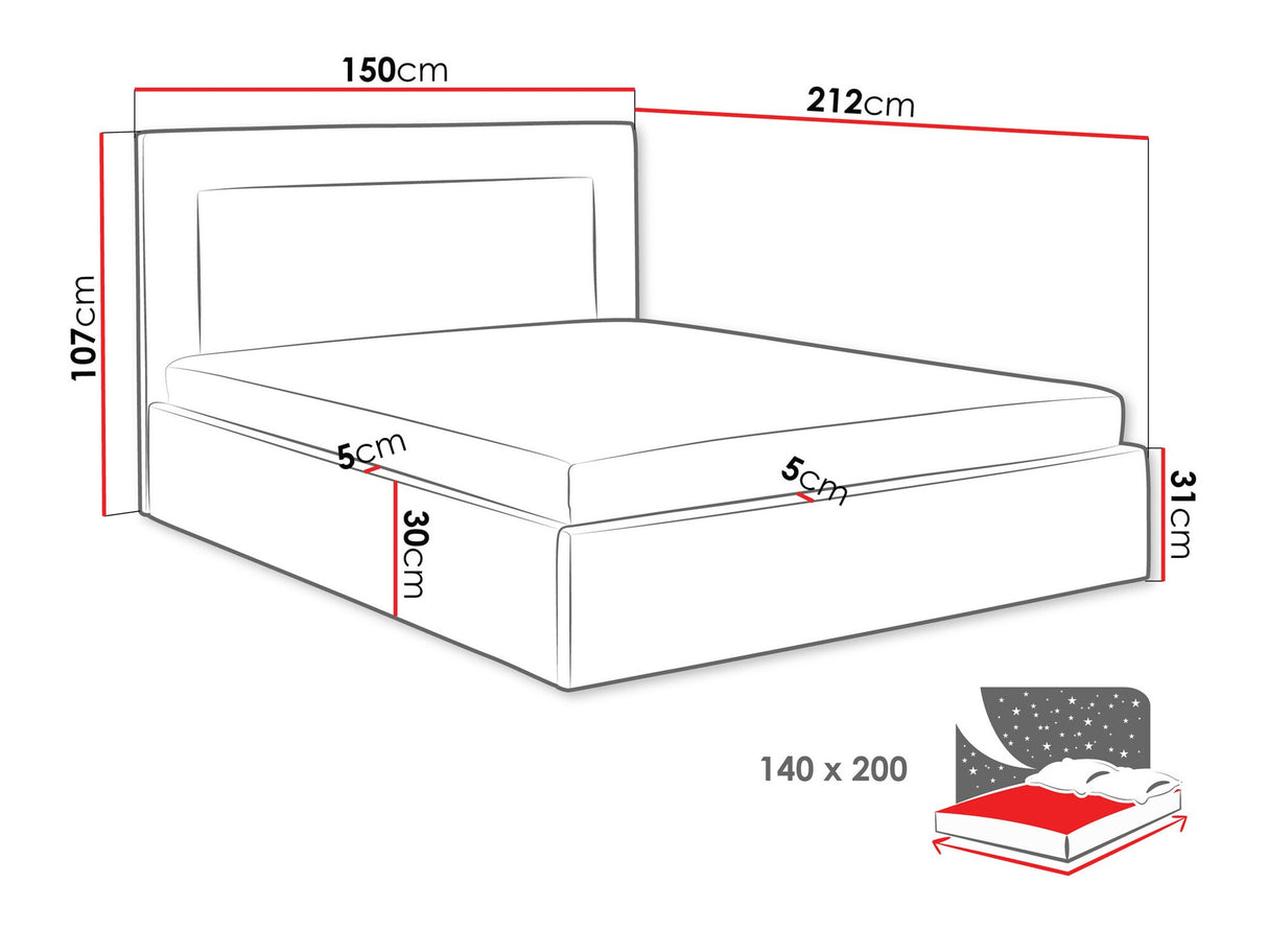 Ágy Łóżko tapicerowane DREAM, Szín: Coral 50, Alvó felület mérete: 140 x 200 cm