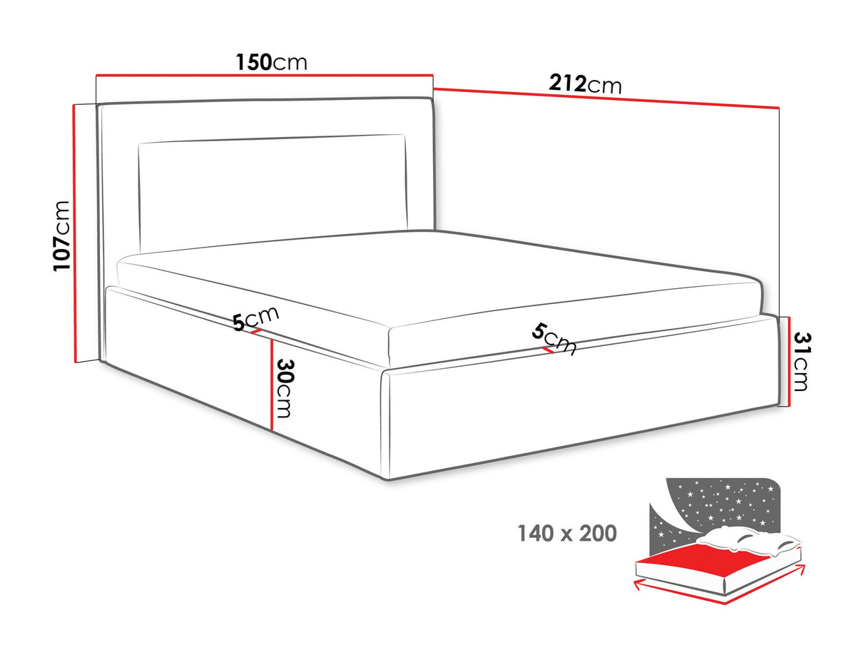 Ágy Łóżko tapicerowane DREAM, Szín: Coral 55, Alvó felület mérete: 140 x 200 cm