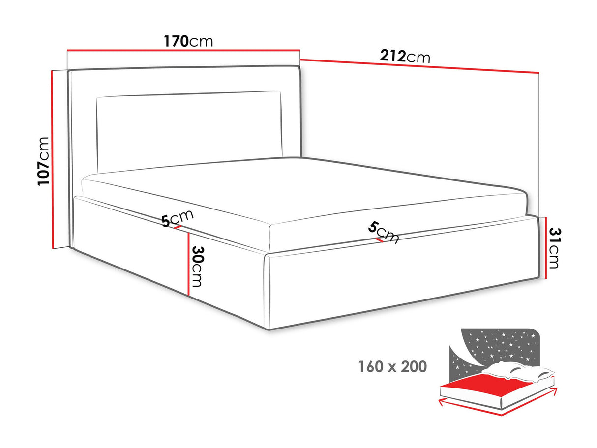 Ágy Łóżko tapicerowane DREAM, Szín: Coral 55, Alvó felület mérete: 160 x 200 cm