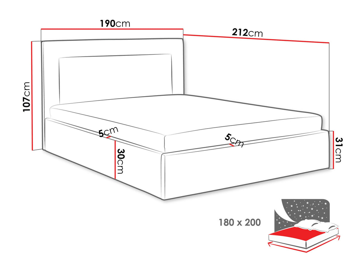 Ágy Łóżko tapicerowane DREAM, Szín: Coral 55, Alvó felület mérete: 180 x 200 cm