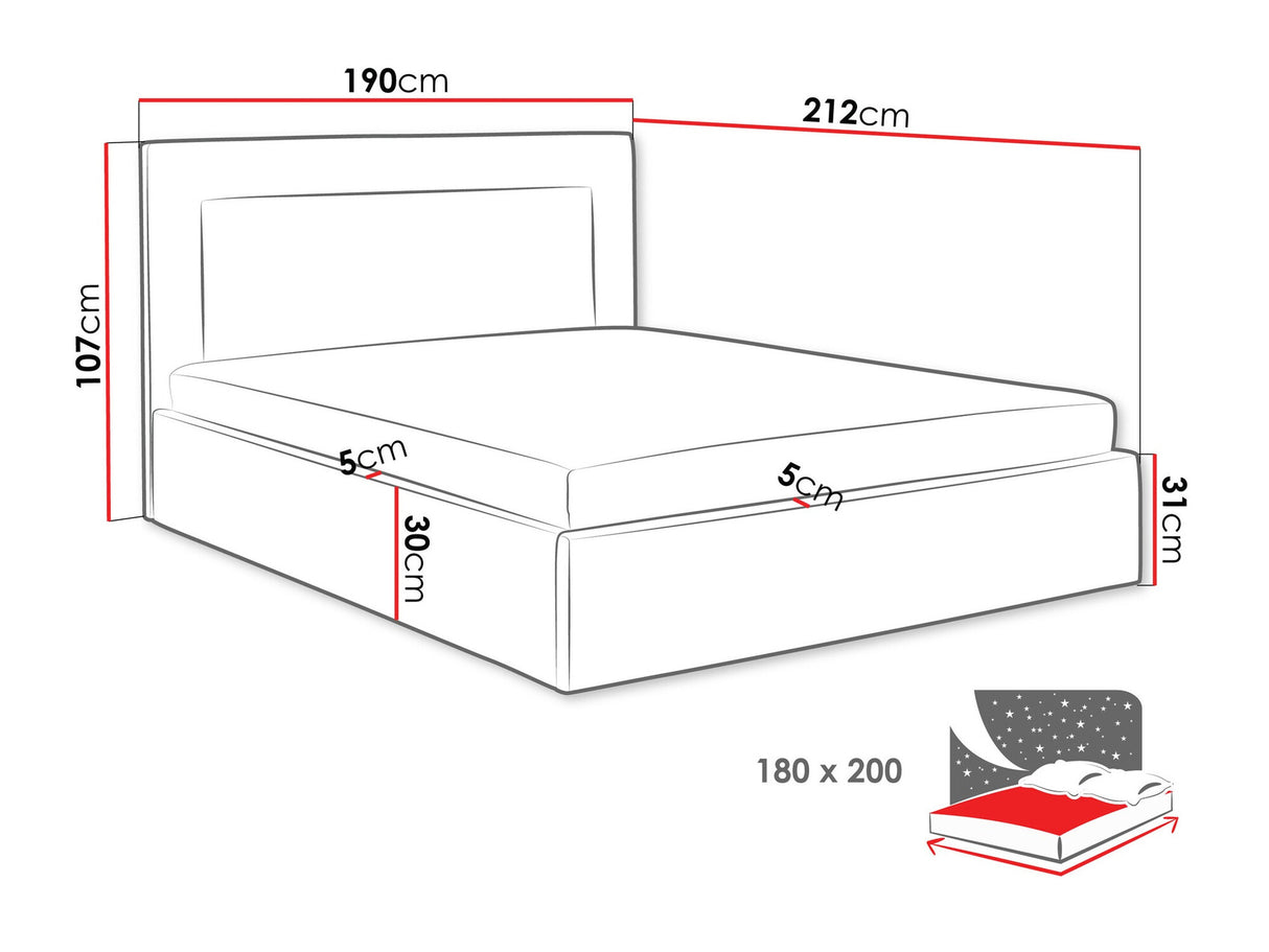 Ágy Łóżko tapicerowane DREAM, Szín: Coral 65, Alvó felület mérete: 180 x 200 cm