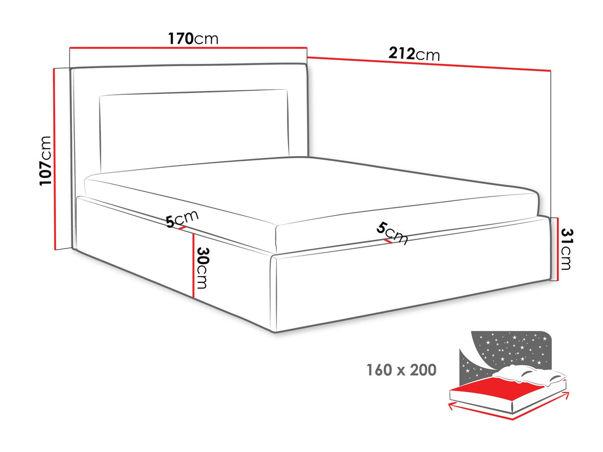 Ágy Łóżko tapicerowane DREAM, Szín: Coral 75, Alvó felület mérete: 160 x 200 cm