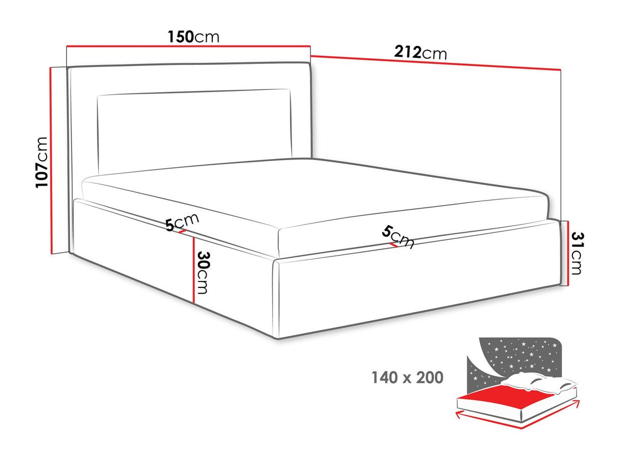 Ágy Łóżko tapicerowane DREAM, Szín: Coral 80, Alvó felület mérete: 140 x 200 cm