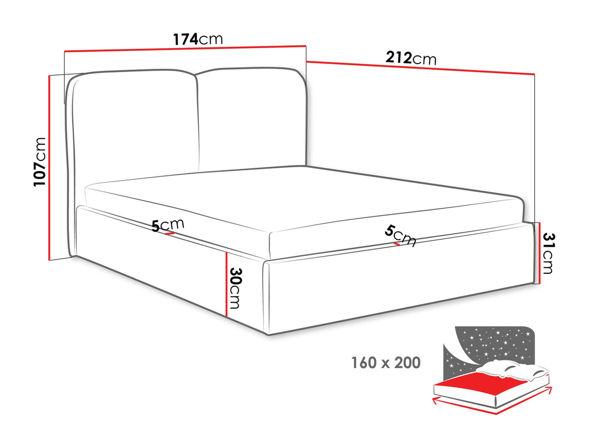 Ágy Łóżko tapicerowane HEAVEN, Szín: Coral 15, Alvó felület mérete: 160 x 200 cm