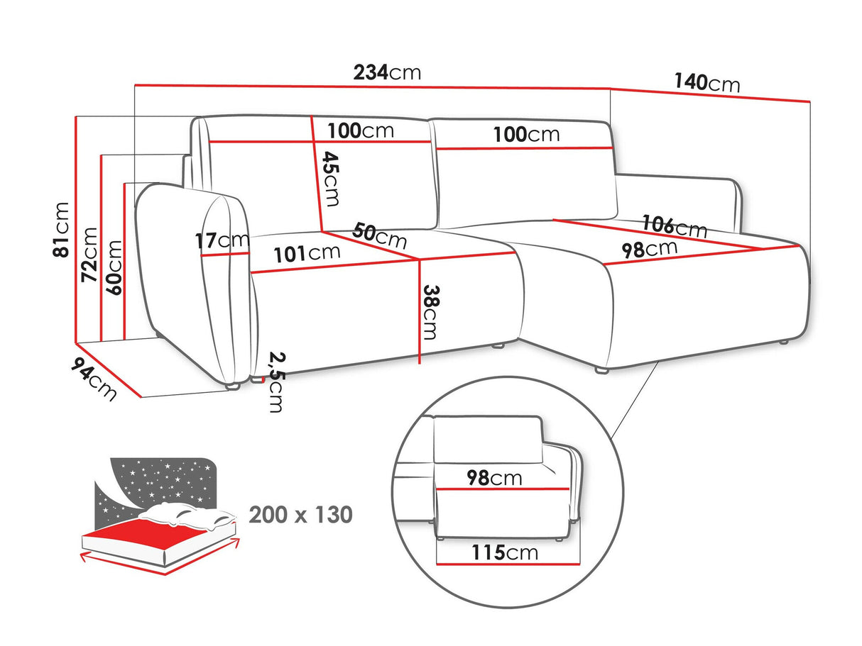 Sarokkanapé Narożnik GOYA SLIM, Szín: Cruz 09