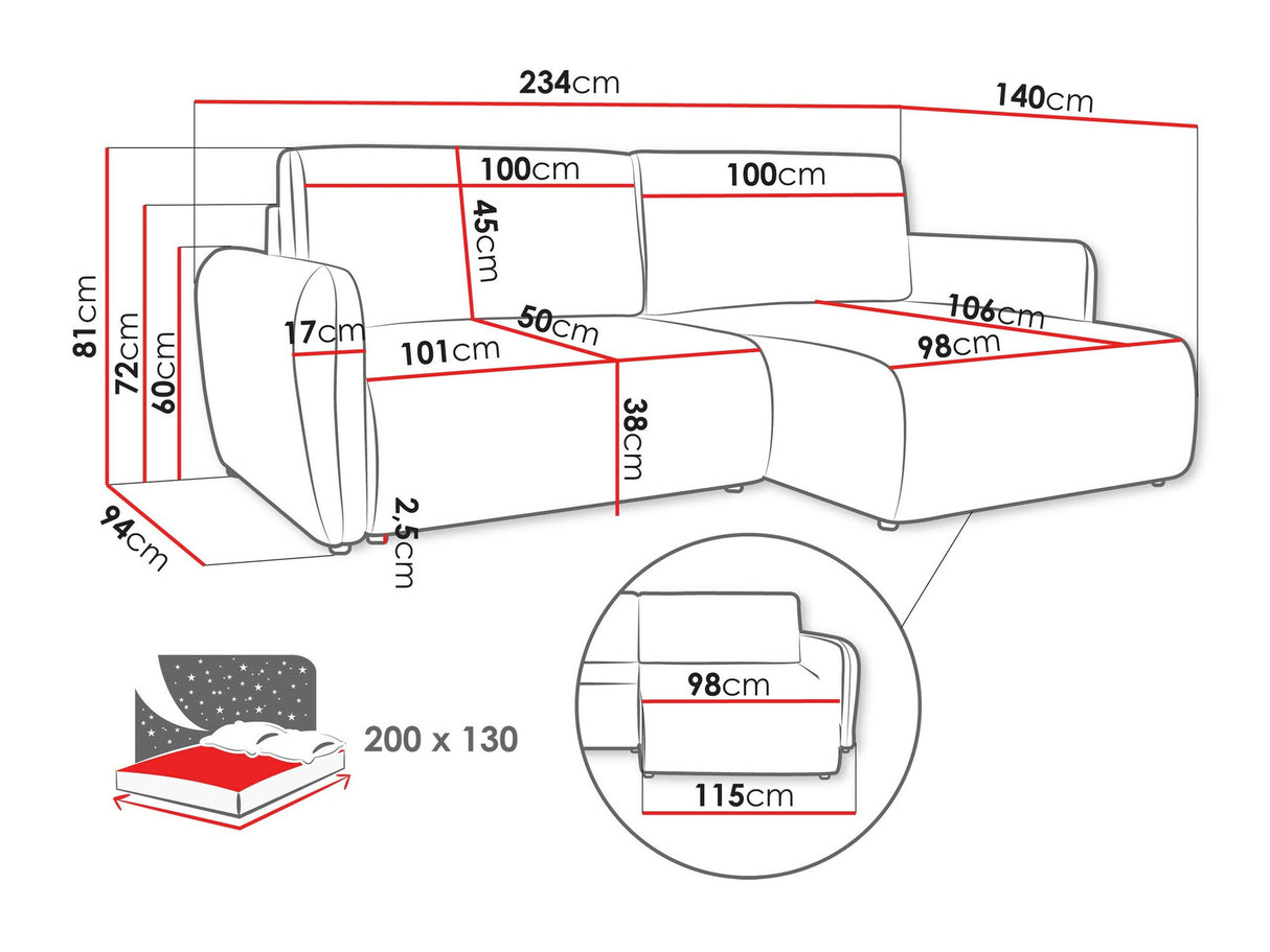 Sarokkanapé Narożnik GOYA SLIM, Szín: Cruz 15