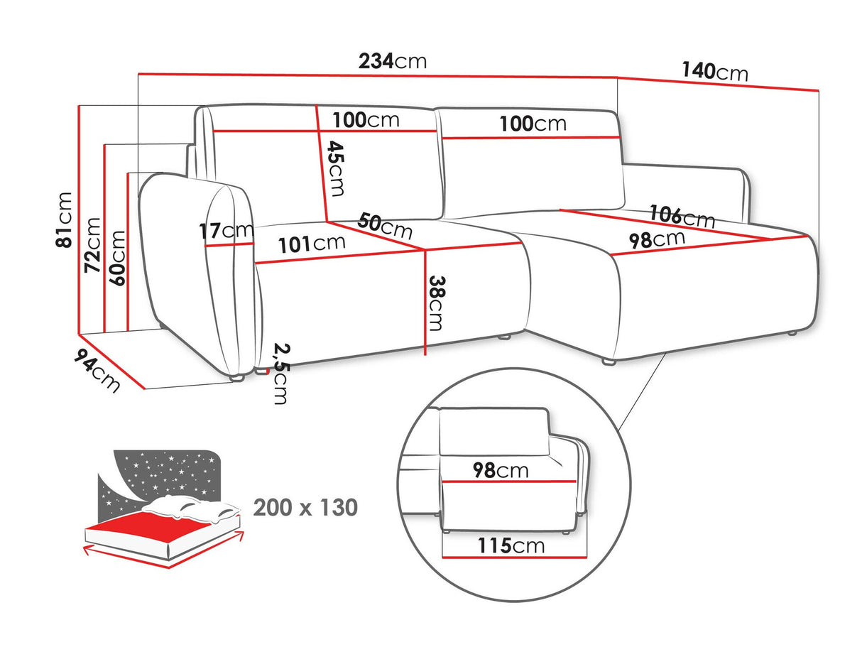Sarokkanapé Narożnik GOYA SLIM, Szín: Cruz 35