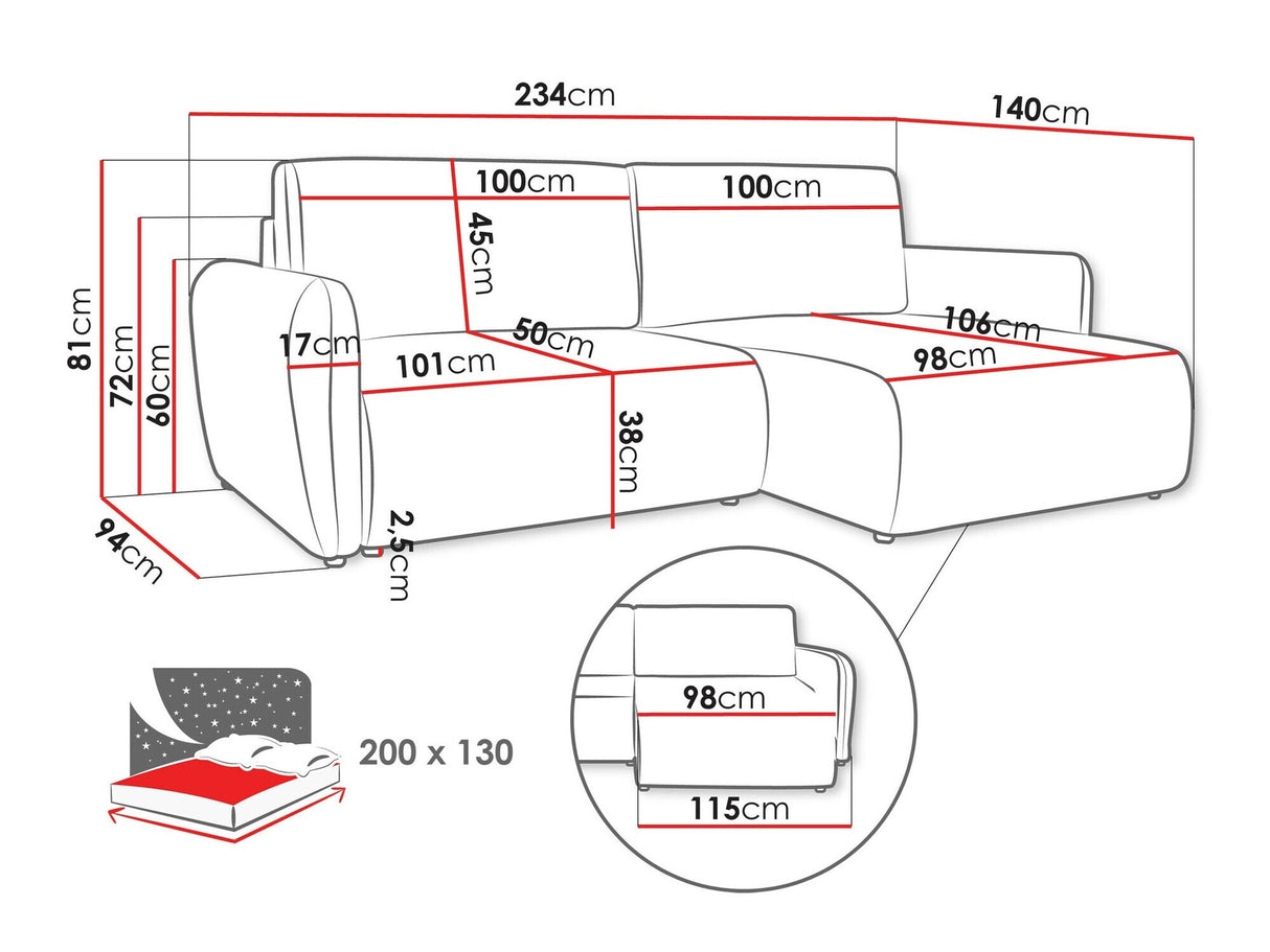 Sarokkanapé Narożnik GOYA SLIM, Szín: Cruz 63