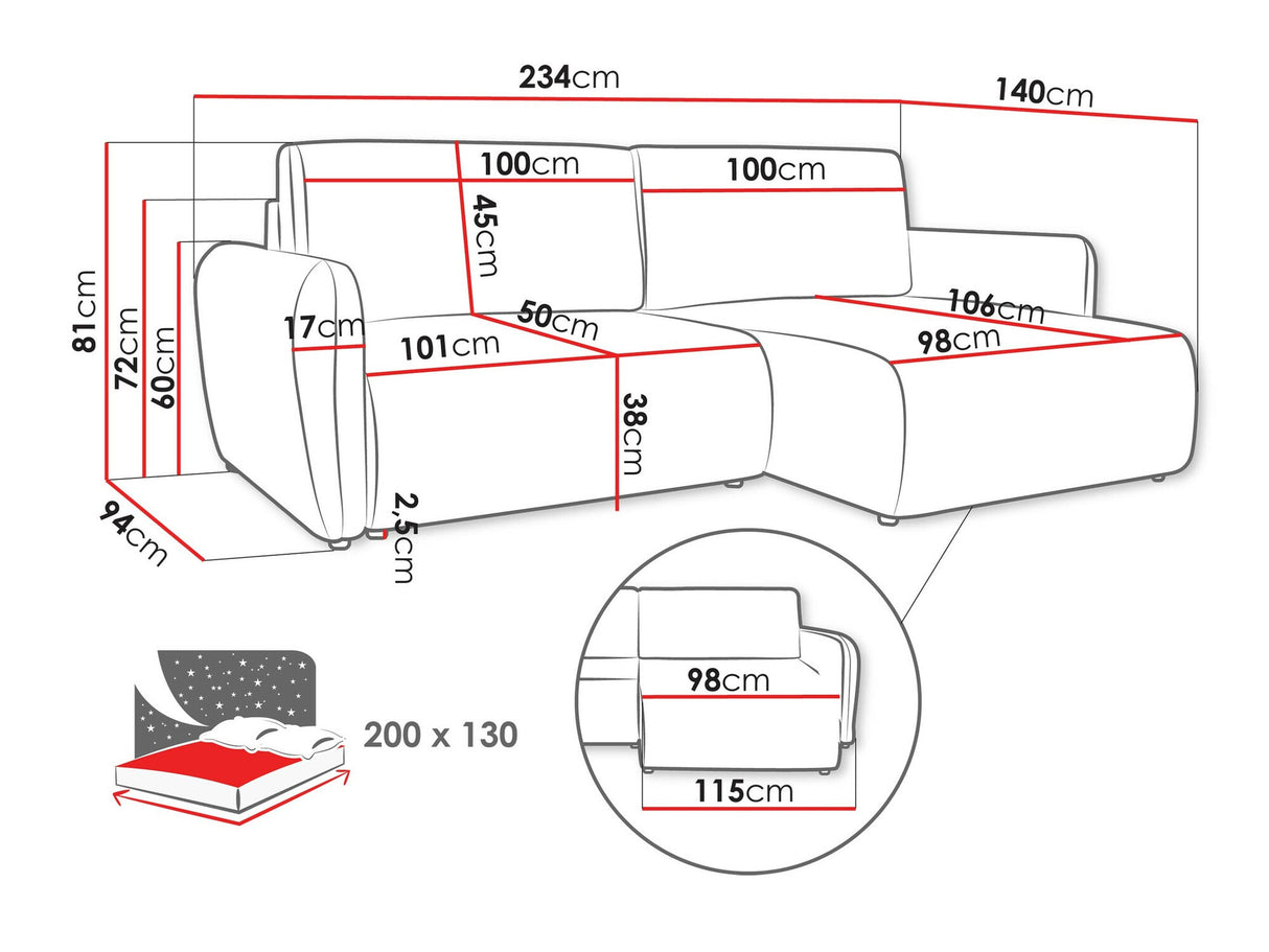 Sarokkanapé Narożnik GOYA SLIM, Szín: Cruz 79