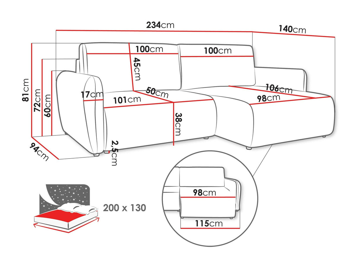 Sarokkanapé Narożnik GOYA SLIM, Szín: Cruz 80