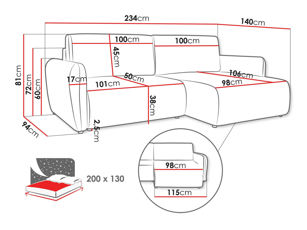 Sarokkanapé Narożnik GOYA SLIM, Szín: Cruz 97