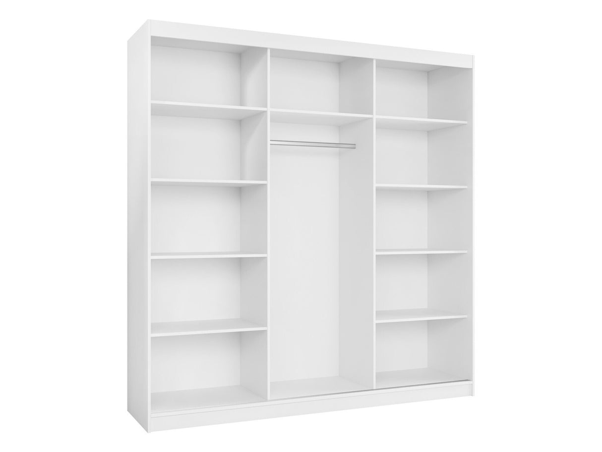 Gardróbszekrény Szafa przesuwna 3D TIRENO z lustrem Biały Bársony/Ryfle Biała