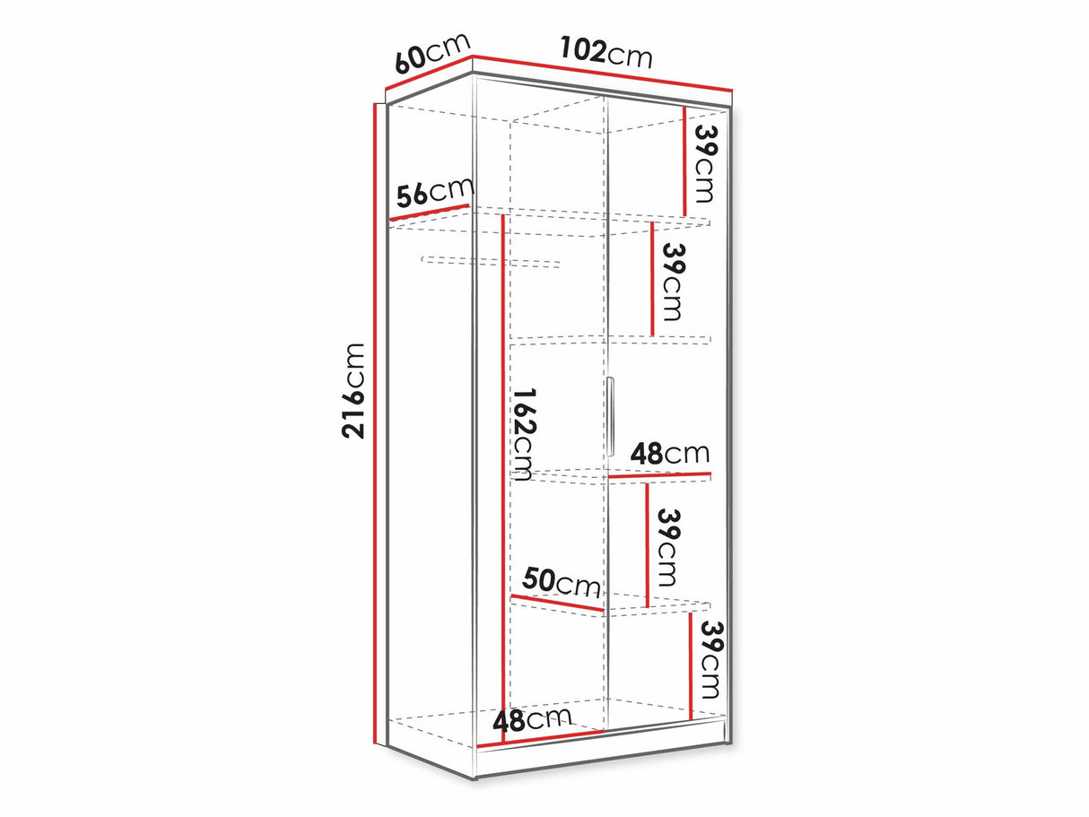 Gardróbszekrény Szafa uchylna 2D TIRENO Biały Bársony/Ryfle Biała