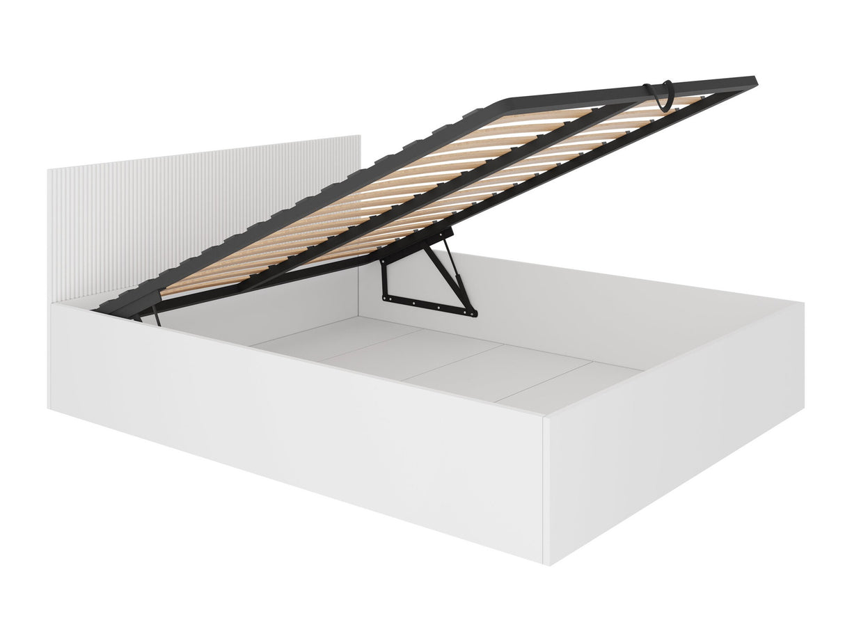 Ágy Łóżko TIRENO 160x200 ze stelażem Biały Bársony/Ryfle Biała