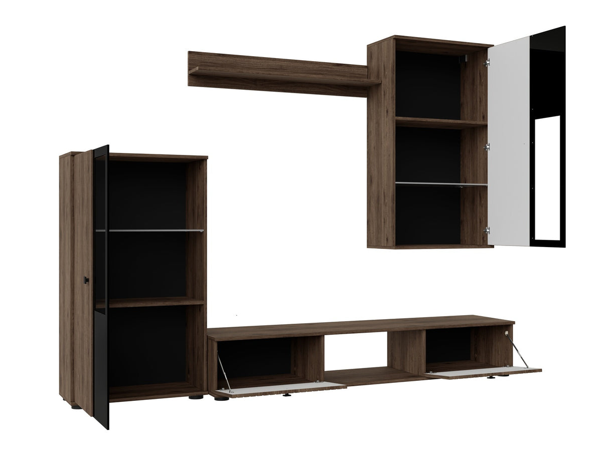 Nappali szett Meblościanka SALSA Közepes sűrűségű farostlemez LAMELE Orzech, Led világítás: Igen