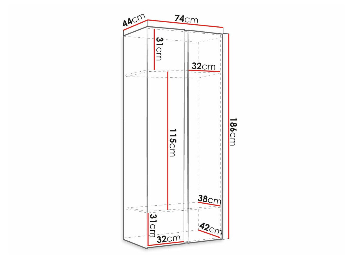 Gardróbszekrény Orion, Szín: Artisan tölgy + Fekete