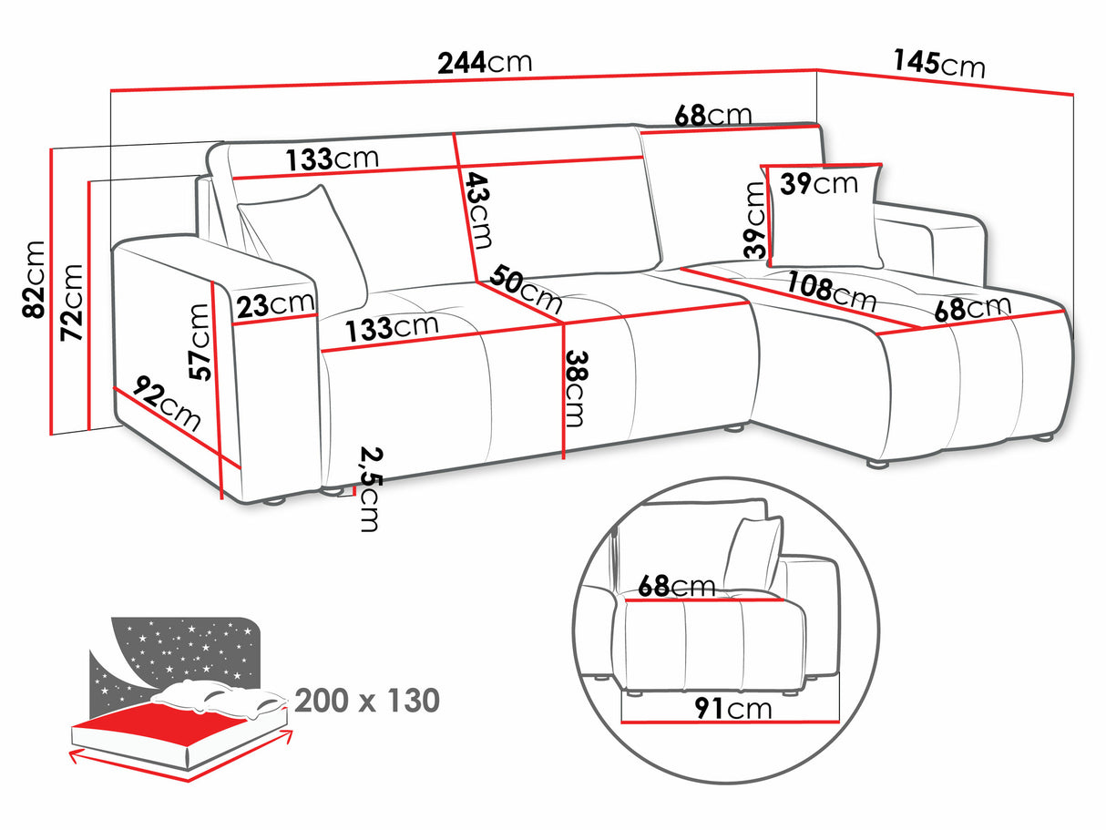 Sarokkanapé Narożnik FURYN, Szín: Velo 623