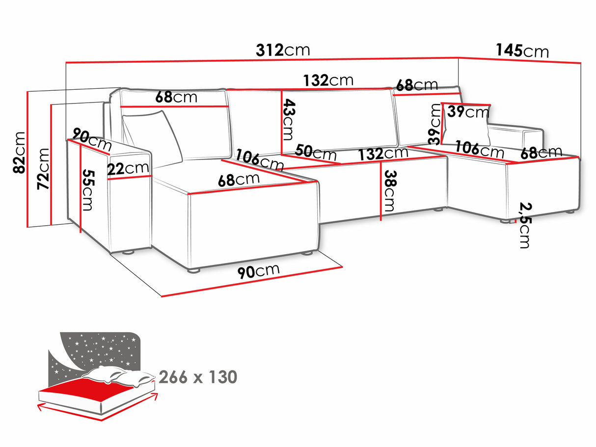Sarokkanapé Narożnik KARL U, Szín: Poso 02