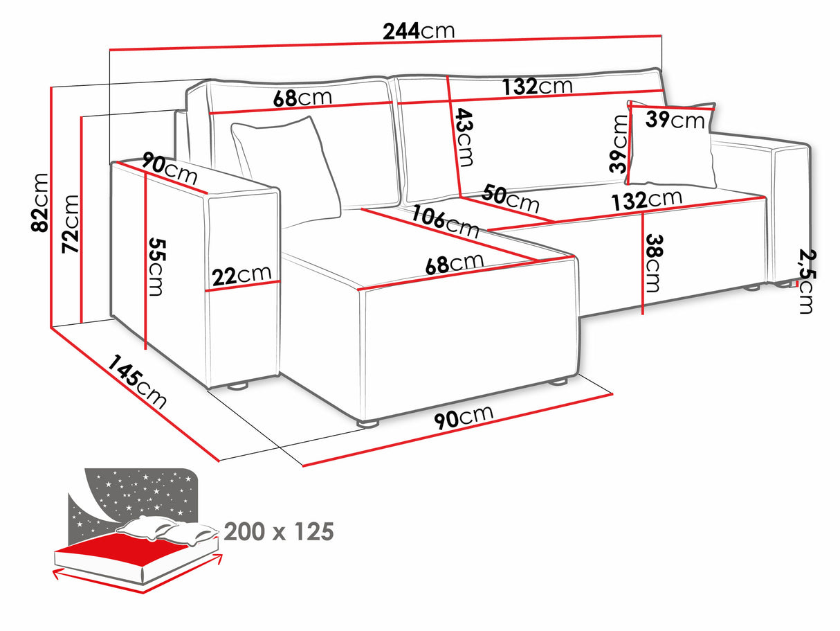 Sarokkanapé KARL (Kasjusz) Szín: Poso 05