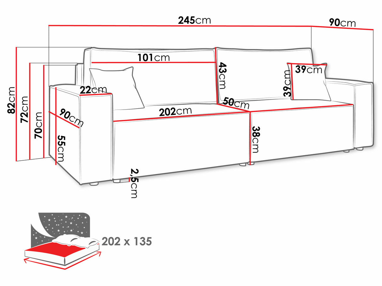 Kanapéágy Kanapé KARL Poso, Szín: Poso 110