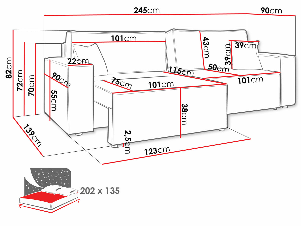 Kanapéágy Sofo-narożnik KARL, Szín: Lima 27