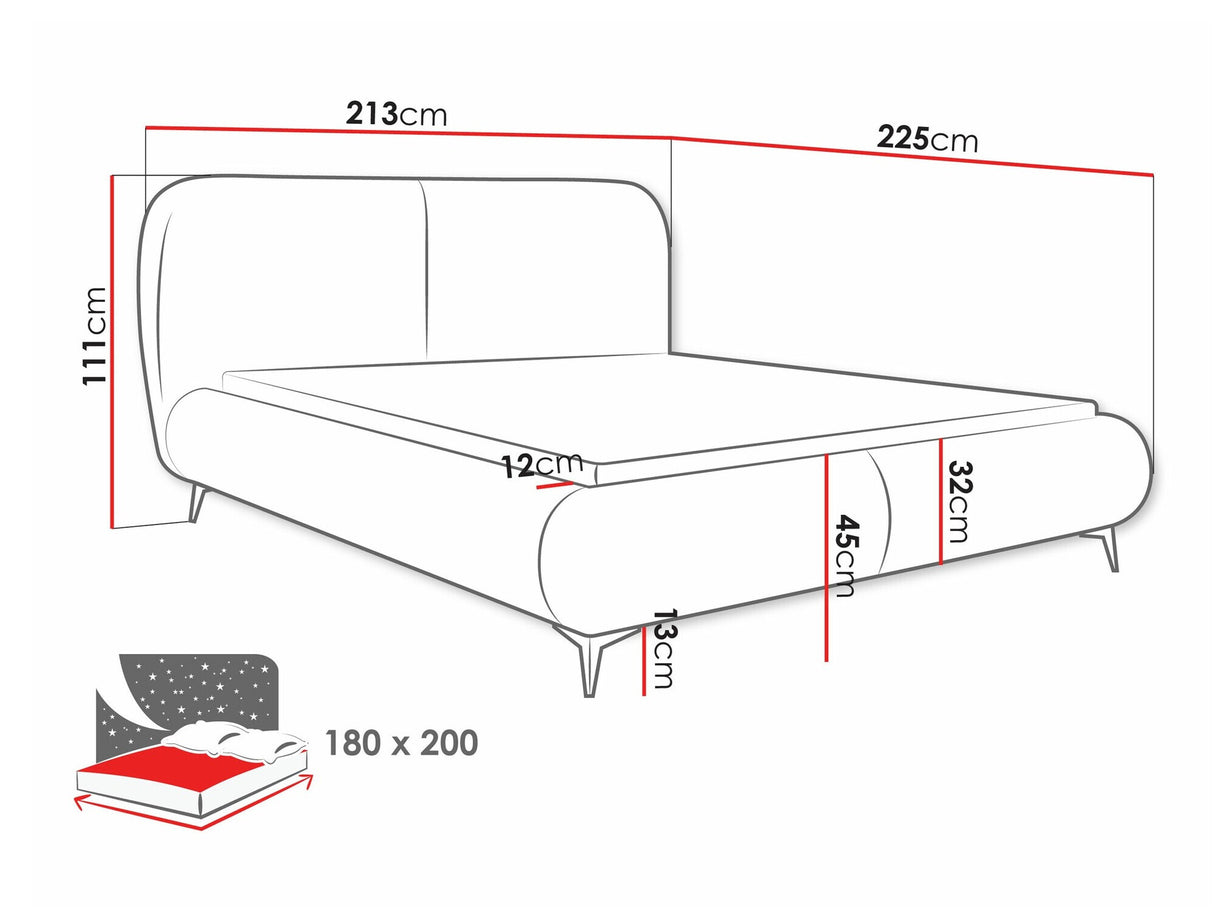 Ágy Łóżko tapicerowane MOE, Szín: Coral 45, Alvó felület mérete: 180 x 200 cm