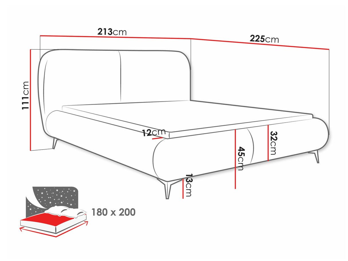 Ágy Łóżko tapicerowane MOE, Szín: Coral 50, Alvó felület mérete: 180 x 200 cm