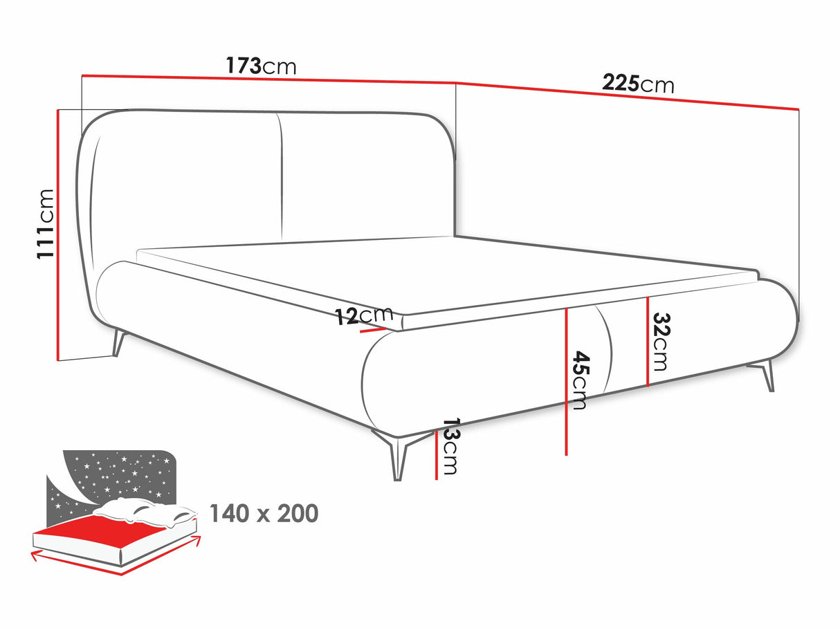 Ágy Łóżko tapicerowane MOE, Szín: Coral 65, Alvó felület mérete: 140 x 200 cm