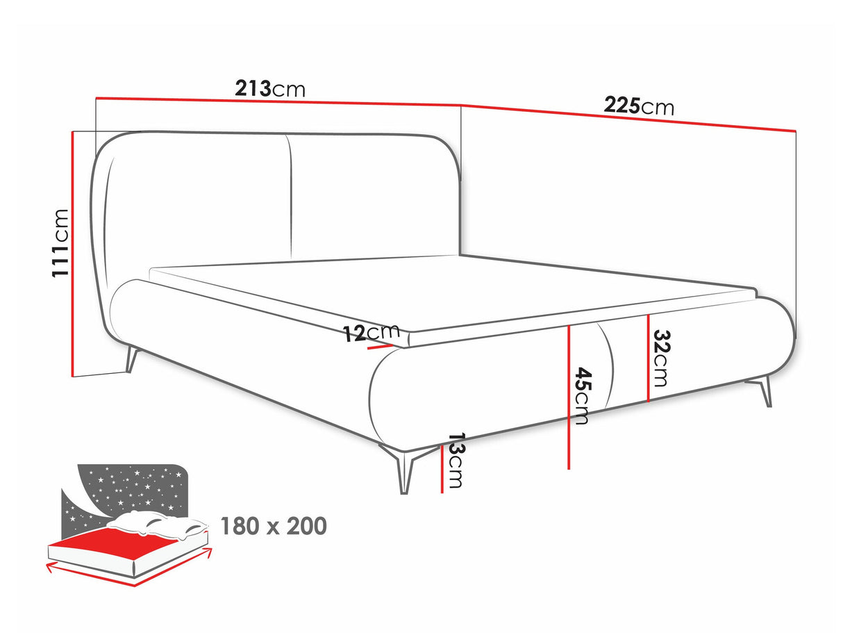 Ágy Łóżko tapicerowane MOE, Szín: Coral 75, Alvó felület mérete: 180 x 200 cm