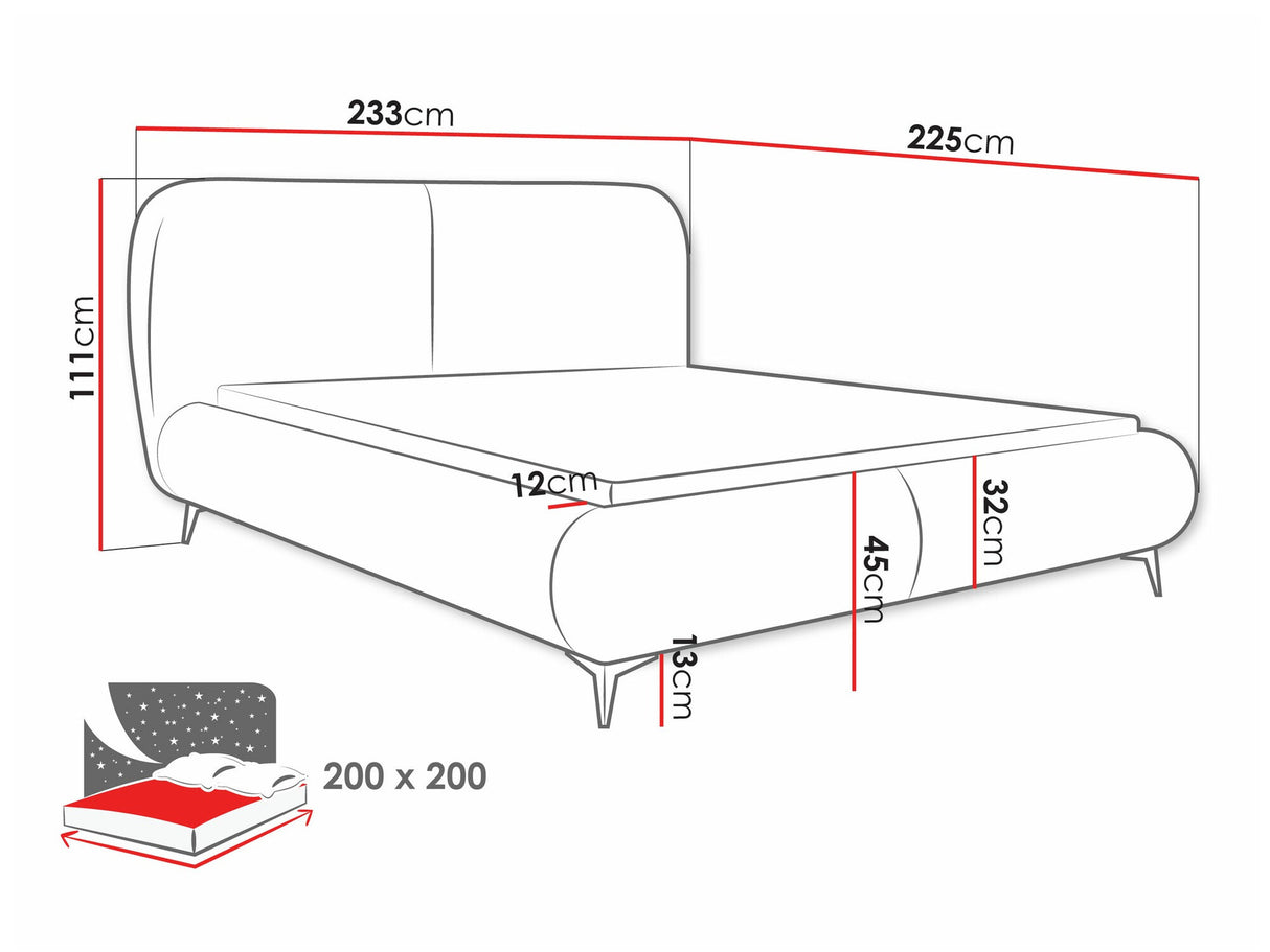 Ágy Łóżko tapicerowane MOE, Szín: Coral 75, Alvó felület mérete: 200 x 200 cm