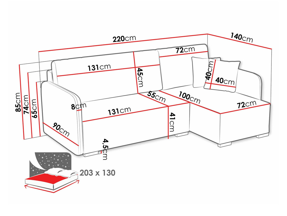 Sarokkanapé Narożnik COMO L 2r+LC, Szín: Velo 621