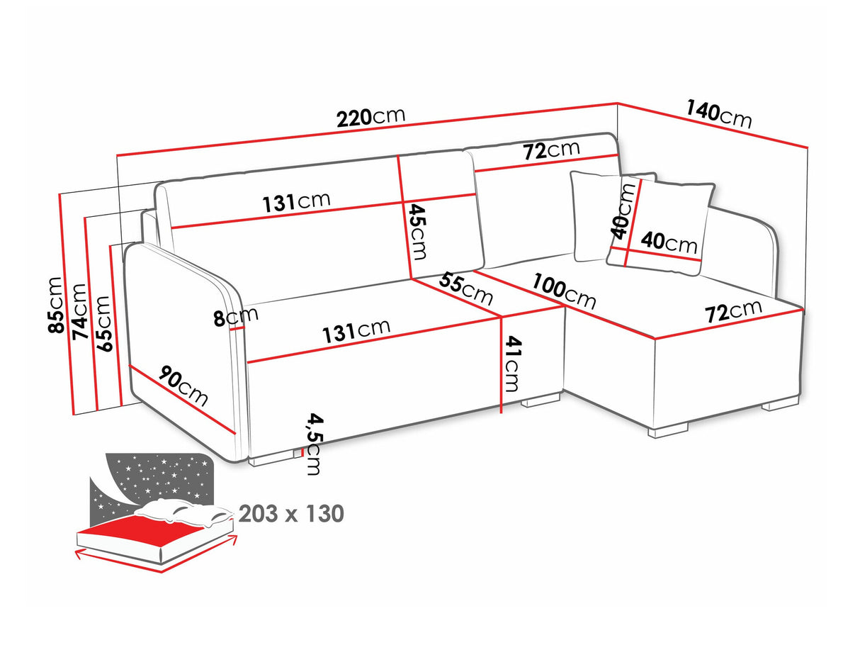Sarokkanapé Narożnik COMO L 2r+LC, Szín: Velo 623