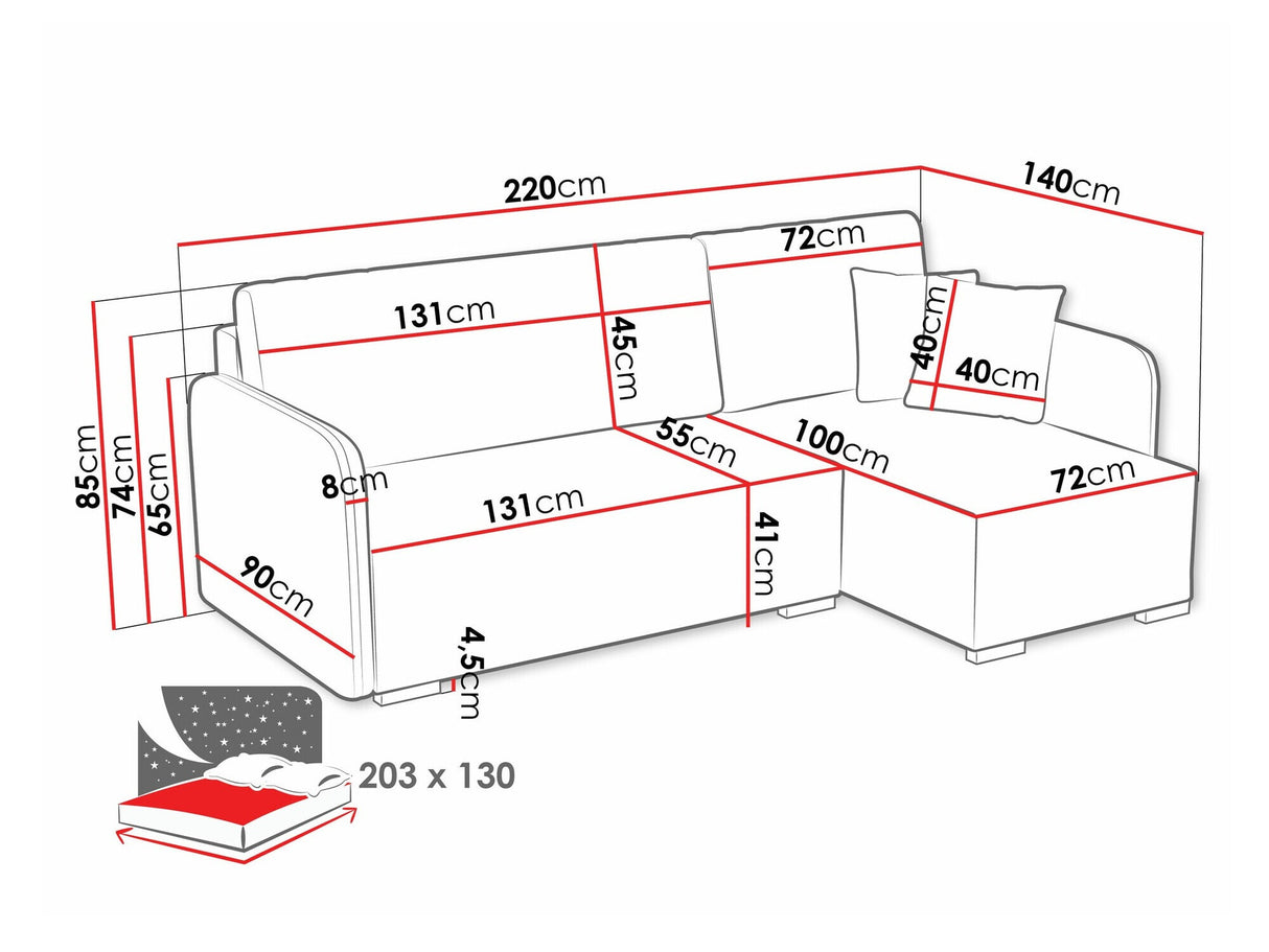 Sarokkanapé Narożnik COMO L 2r+LC, Szín: Velo 625