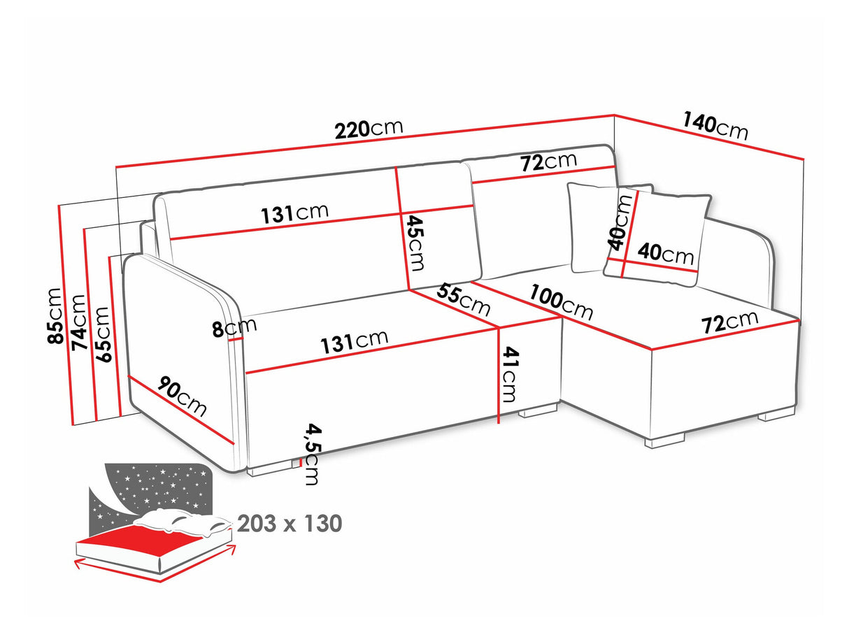 Sarokkanapé Narożnik COMO L 2r+LC, Szín: Velo 626