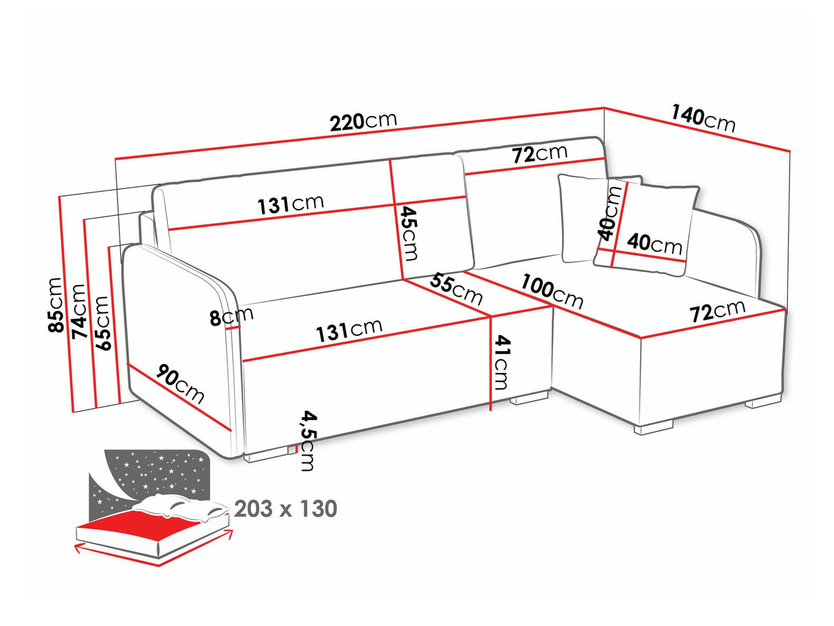 Sarokkanapé Narożnik COMO L 2r+LC, Szín: Velo 633