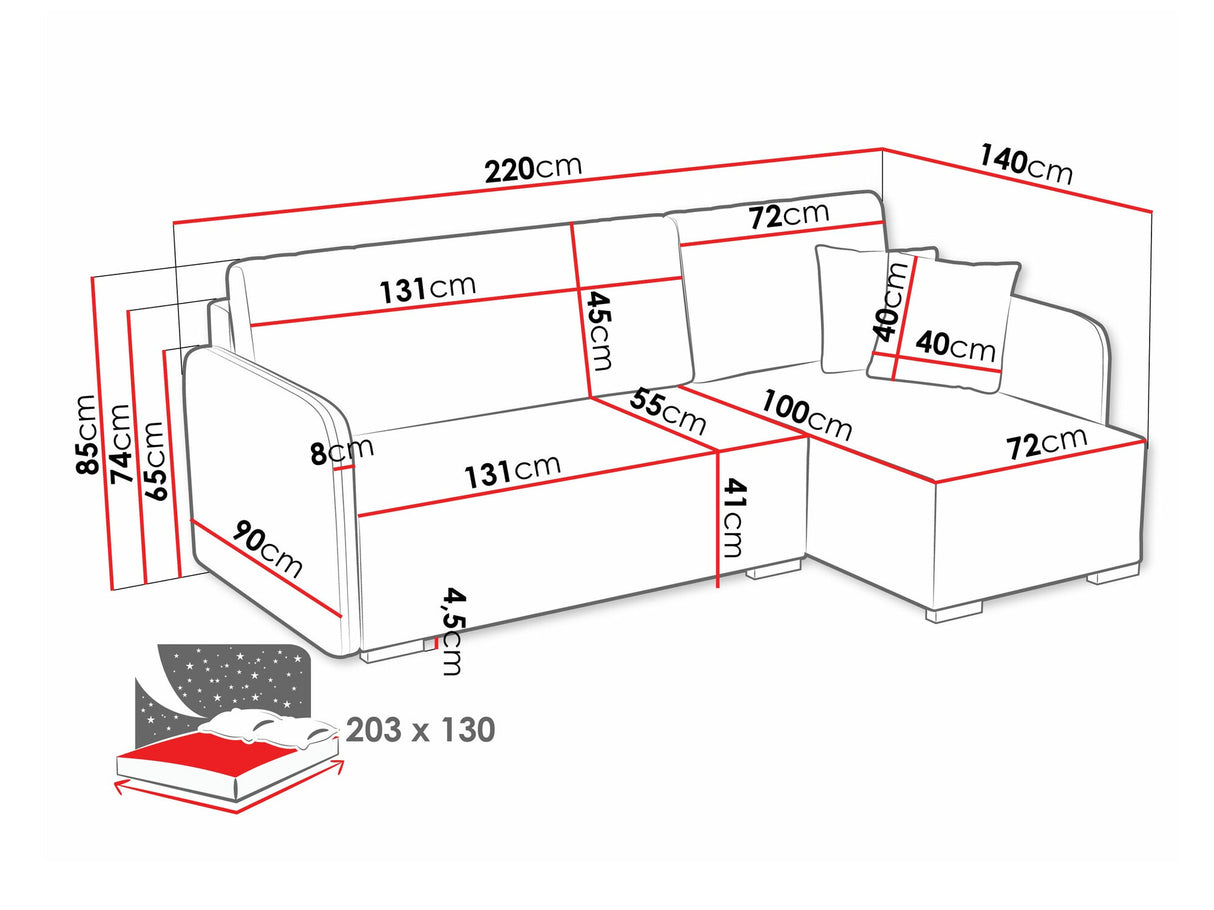 Sarokkanapé Narożnik COMO L 2r+LC, Szín: Velo 636