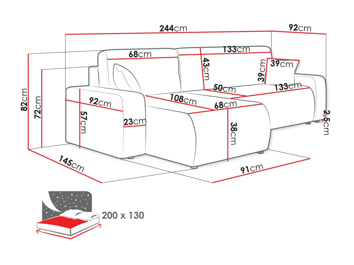 Sarokkanapé Narożnik PIANO L, Szín: Lima 16