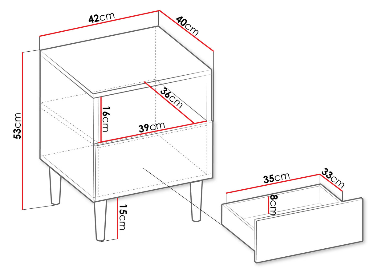 Éjjeliszekrény Stolik nemcny NAKOMO 1SZ (Sorleto), Szín: Fekete