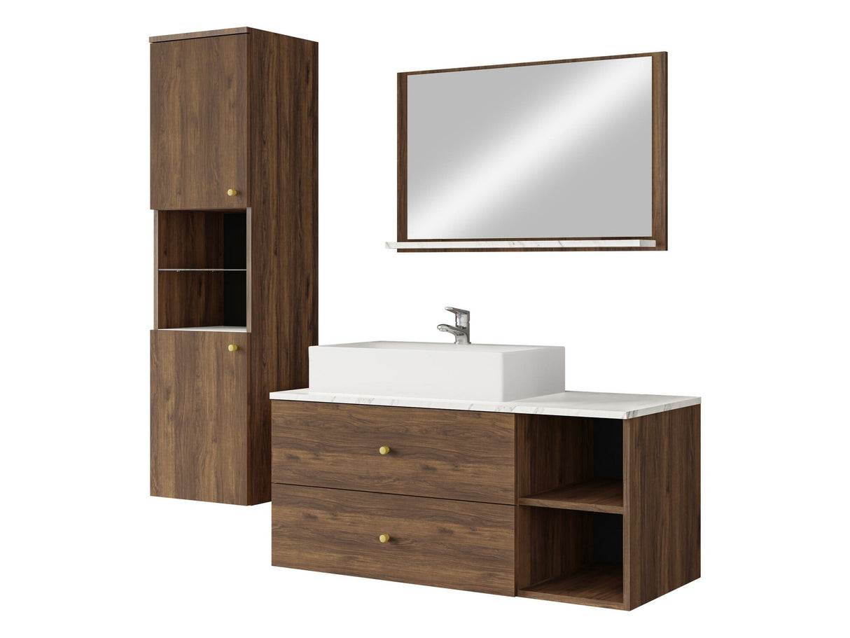 Fürdőszoba garnitúra Meble łazienkowe KERTOS II, Szín: Dió, Mosdókagyló: Nem