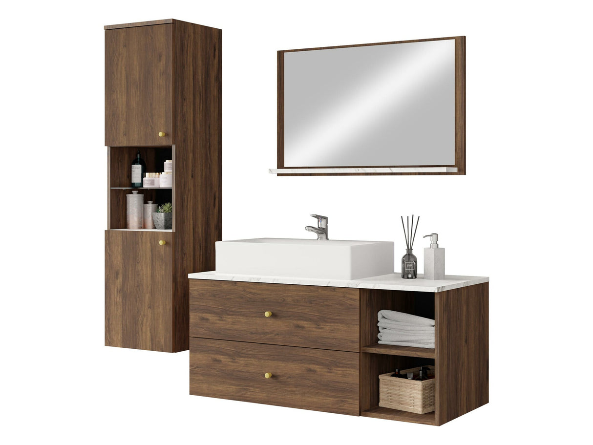 Fürdőszoba garnitúra Meble łazienkowe KERTOS II, Szín: Dió, Mosdókagyló: Igen