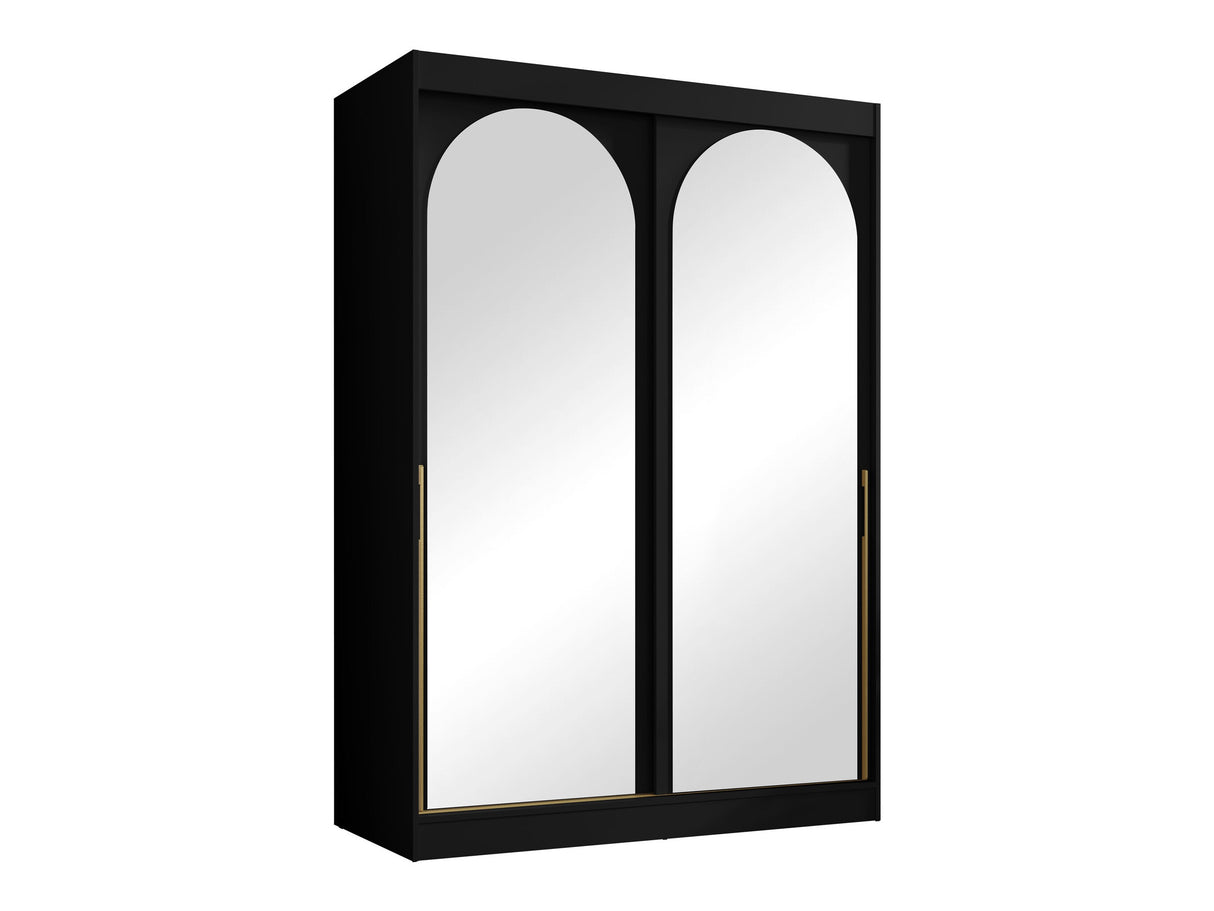 Gardróbszekrény Szafa przesuwna MODIN 150, Szín: Fekete, Fogantyú színe: Aranysárga