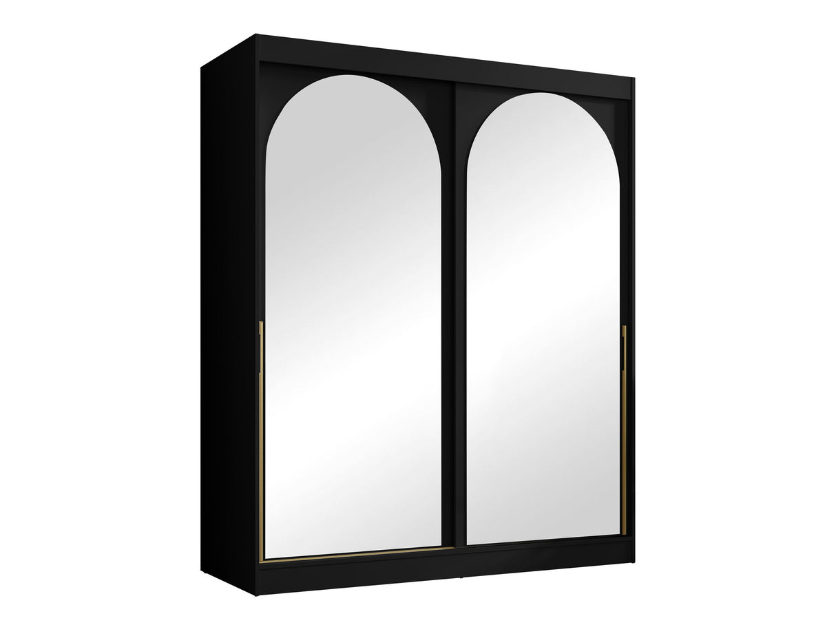 Gardróbszekrény Szafa przesuwna MODIN 180, Szín: Fekete, Fogantyú színe: Aranysárga