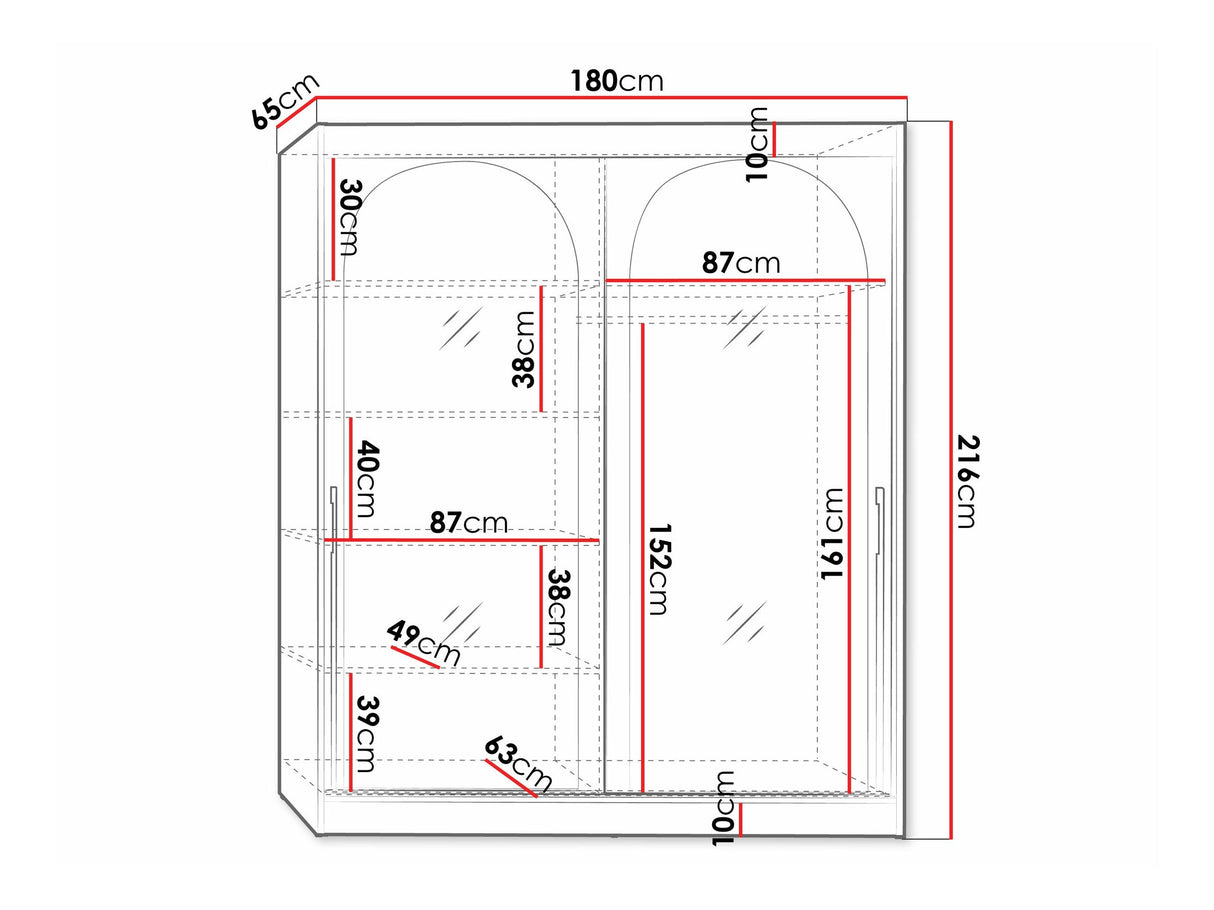 Gardróbszekrény Szafa przesuwna MODIN 180, Szín: Kasmír, Fogantyú színe: Aranysárga