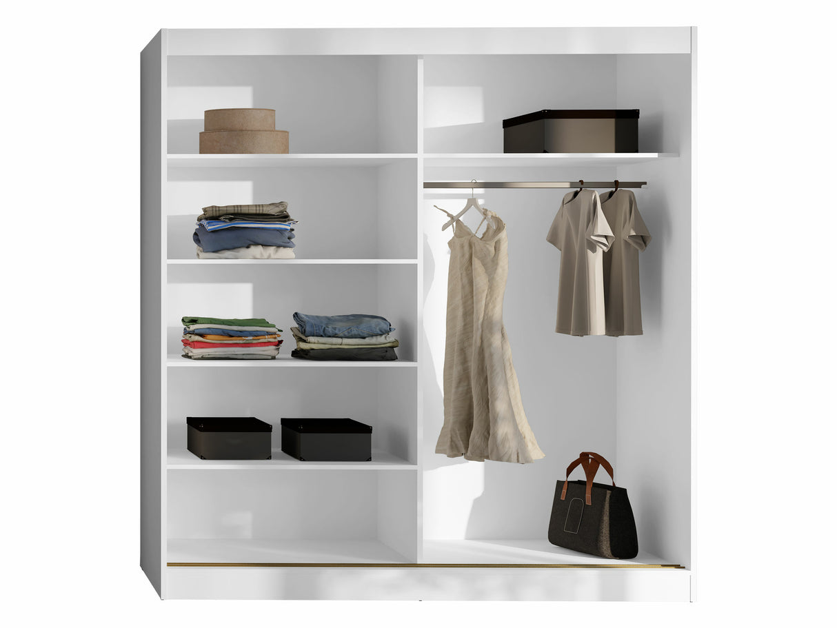 Gardróbszekrény Szafa przesuwna MODIN 200, Szín: Fehér, Fogantyú színe: Fekete