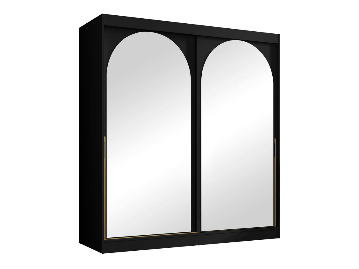 Gardróbszekrény Szafa przesuwna MODIN 200, Szín: Fekete, Fogantyú színe: Aranysárga