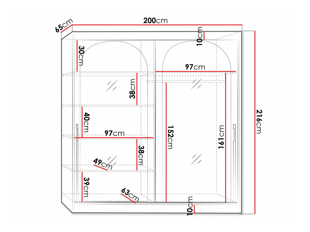 Gardróbszekrény Szafa przesuwna MODIN 200, Szín: Kasmír, Fogantyú színe: Fekete