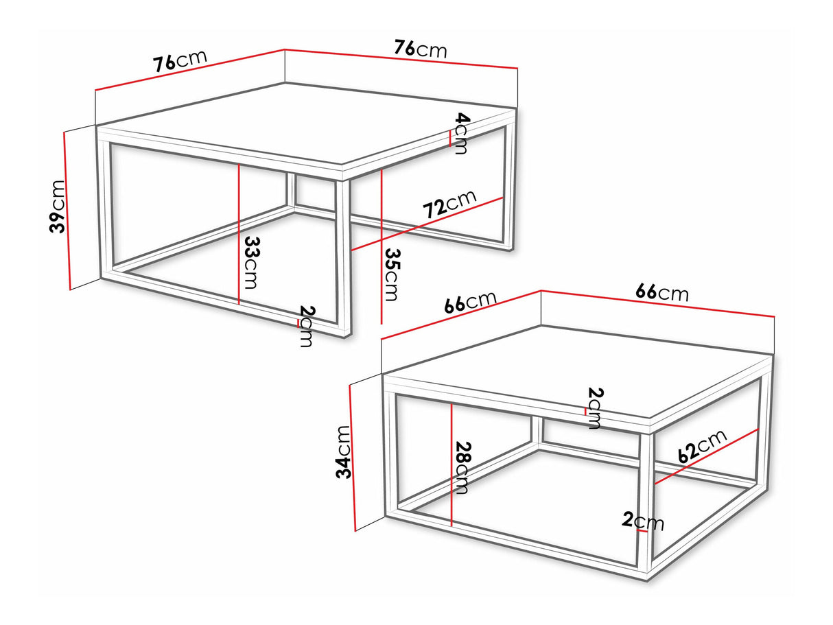 Dohányzóasztal szett Stolik DUAL (Mirlik) III Kaszmir + Kaszmir (Kasmír)