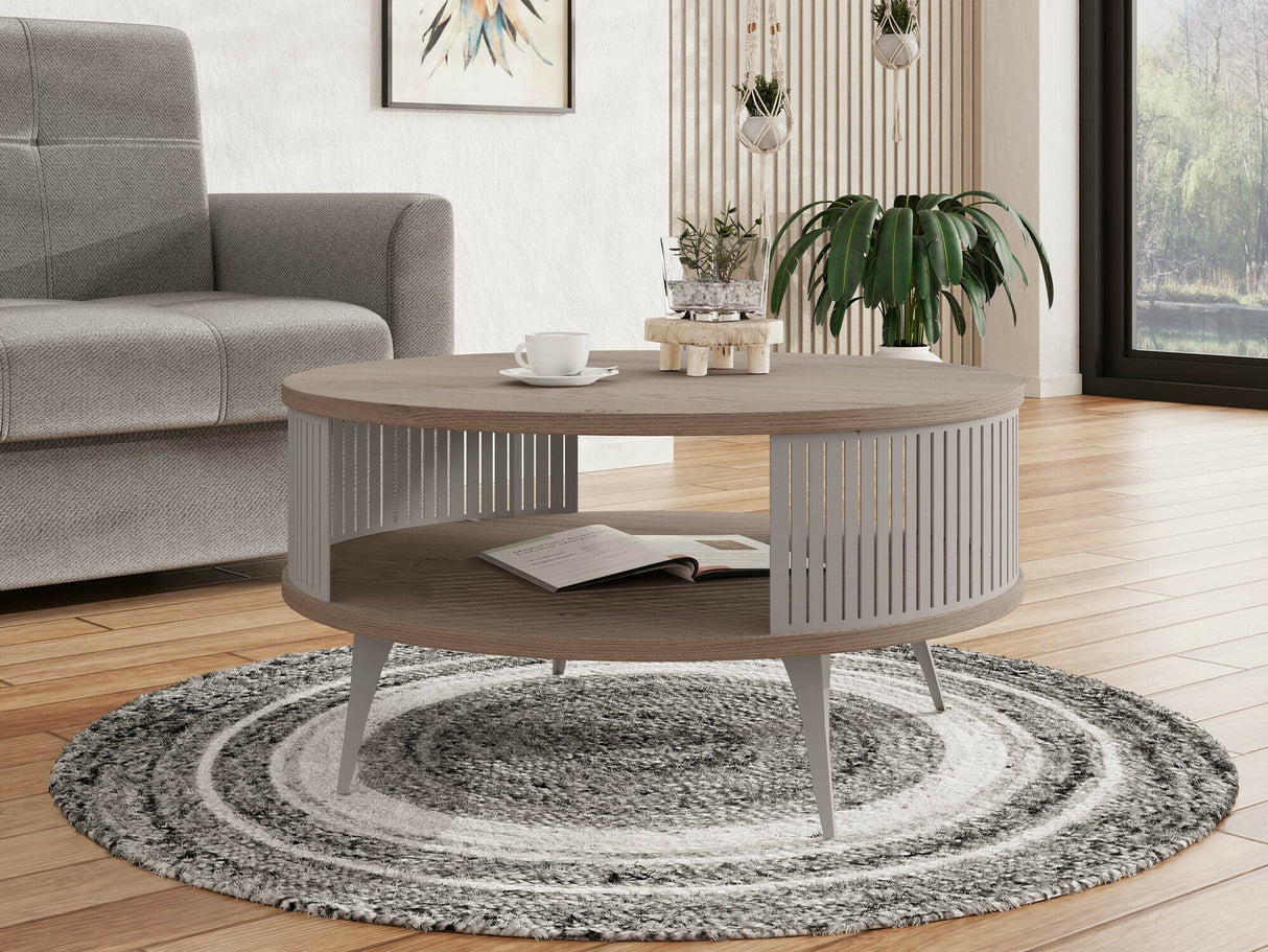 Dohányzóasztal Stolik kawowy ROENNI KASZMIR, Szín: Kasmír + Fényes fa